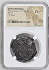 Roman Republic Anonymous c 169-158 BC Head of Janus AE As [AT issue] NGC Ch F