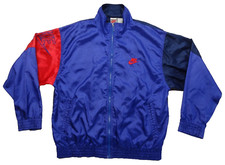 Nike M VTG Full Zip Windbreaker Jacket 80s 90s Vislon Spellout Logo Sleeve Mock