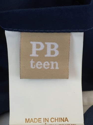 Pottery Barn PB Teen Blue White Cotton Geometric Japanese Wave Pillow Sham Cover - Picture 5 of 6