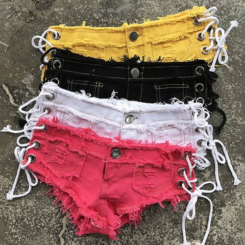 Women's Cut Off Ripped Denim Shorts Sexy Short Jeans Side Straps Mini Hot Pants - Bild 6 von 30