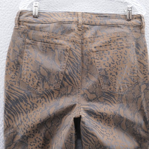 Chicos Women Coated Animal Print Jegging Jean 1 Size 8 Brown Black Stretch Denim - Picture 5 of 14