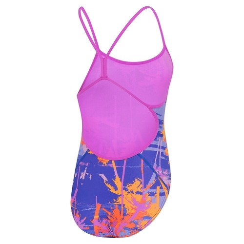 Speedo Girls Allover V-Back One Piece Swimwear - Makaha Palms - Cobalt Pop - Picture 2 of 2