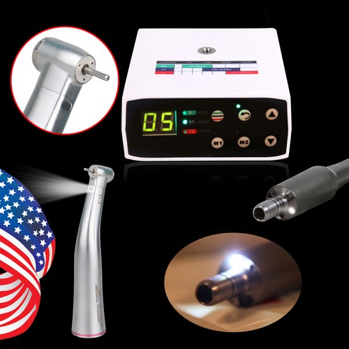 Dental Brushless Electric LED Micro Motor/1:5 Fiber Optic Handpiece Contra Angle - Picture 2 of 20
