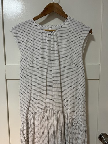 Veronika Maine White Striped Dropped Waist Work Dress Size 12 RRP$175 - Picture 5 of 9
