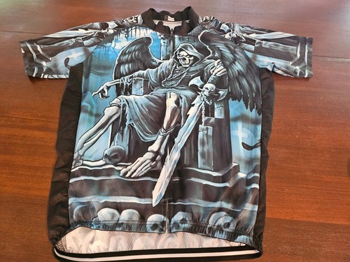 Weimostar Cycling Jersey Short Sleeve Rock Grim Reaper Black Blue Men's 3XL