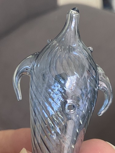 Hand Blown Blue Glass Dolphin Christmas Ornament - Picture 7 of 15