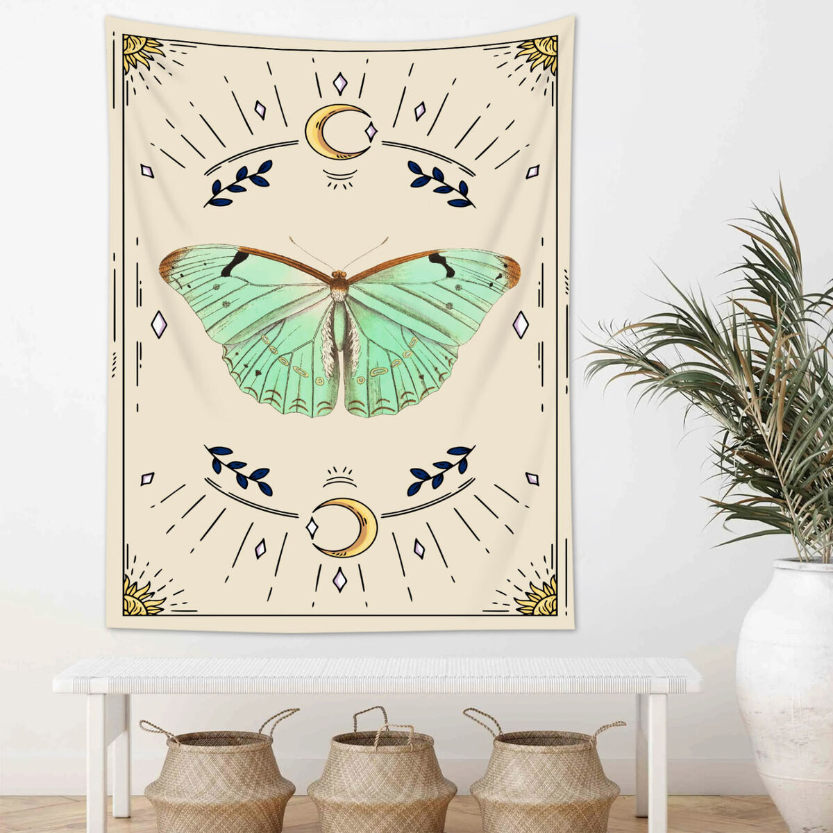 Bohemian Style Moon Retro Moth Tapestry Wall Hanging for Living Room Bedroom eBay