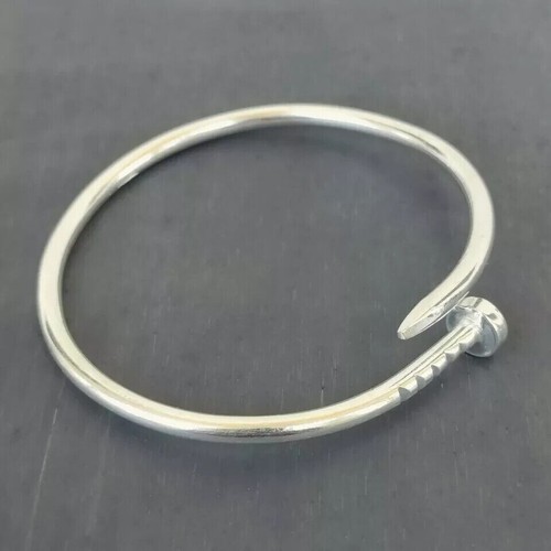 Solid 925 Sterling Silver Bangle Handmade Men's And Women's Valentine's Day gift - Picture 11 of 15