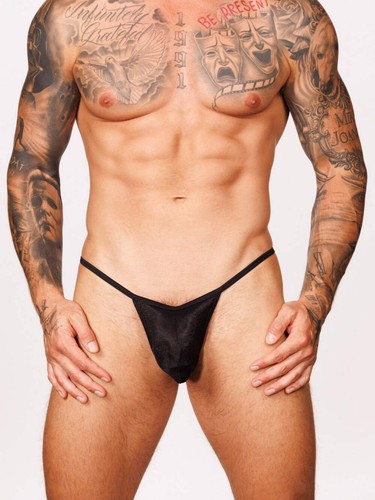 Body Aware Sheer Pouch Thong for Men (Black) - Sexy Men's Underwear - Picture 4 of 12