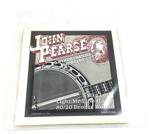 John Pearse Banjo Saiten 5 Saiten 80/20 Bronze umsponnen Lt/Med Gauge extra lang - Bild 1 von 5
