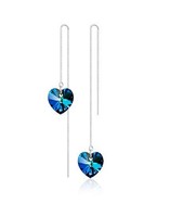 Swarovski Royal Blue Heart Threaded Sterling Silver Earring Swarovski Royal Blue Heart Threaded Sterling Silver Earring