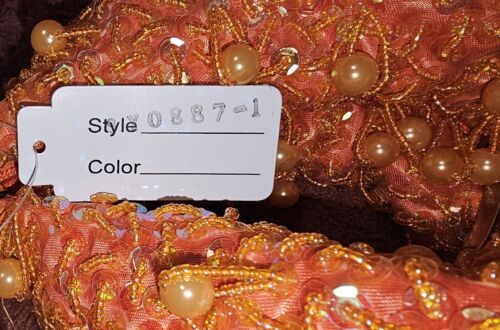 Borsa a tracolla/a mano arancione con paillettes funky retrò - Foto 8 di 9