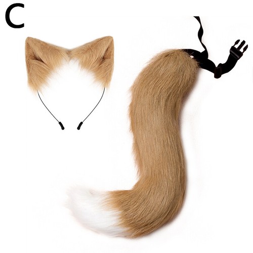 Women Faux Fur Fox Ears Headband Long Tail Halloween Party Costume Hair Band DIY - Picture 23 of 29