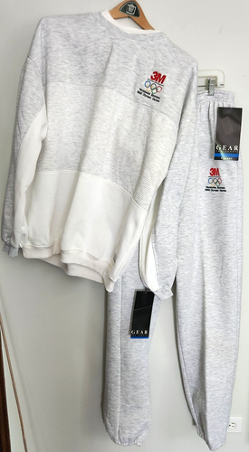 Vintage Sweatsuit 3M Gray & White Mens size XL Worldwide Olympic Sponsor 1992 Q2 - Picture 5 of 6