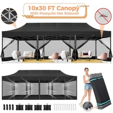 Canopy 10x10ft/10x30ft Heavy Duty Pop up Gazebo Mesh Screen Tent with Sidewalls