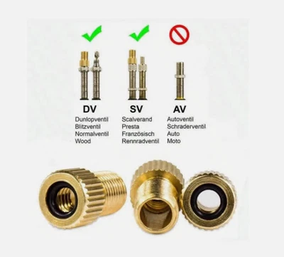 2 X Brass Adaptor Presta to Schrader Bicycle Valve Converter Bike Pump Connector - Image 1 of 4