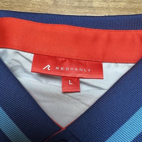 Redvanly Langham Golf Polo Shirt Men Large Mazarine Blue Geometric Stretch NEW - Picture 3 of 8