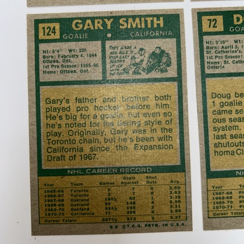 Bernie Parent 1971-72 Topps Goalie Hockey Card Lot DeJordy, Favell, Smith - Bild 10 von 11