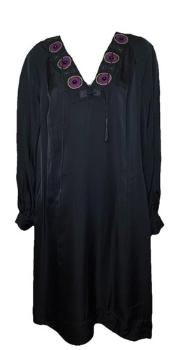 New $275 Dkny Vintage Navy Blue Embroidered Shirt Dress B Delivery M Clearance - Picture 1 of 5
