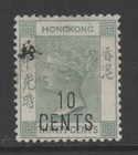 Hong Kong 1898 10c sur 30c supplément Sc 69 LH VF CV 95$