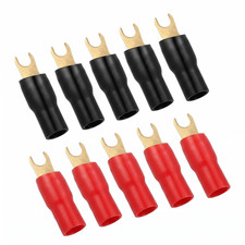 10 Pack 4 Gauge Spade Terminals, 4 AWG Fork Crimp Connectors