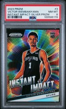 2023 PANINI PRIZM INSTANT IMPACT SILVER PRIZM #3 VICTOR WEMBANYAMA PSA 8