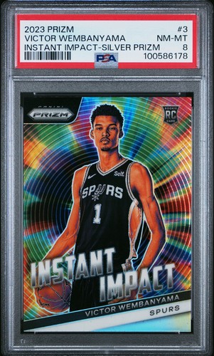 Panini Prizm Instant Impact Silver Prizm #3 Victor Wembanyama 2023 PSA 8 - Imagen 1 de 2