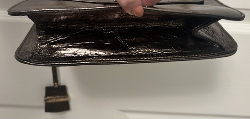 Bolso Bandolera Diseñador A. BELLUCCI Cuero Metálico ITALIANO Cadena Estructurada - Imagen 12 de 13