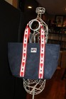 Brighton Blue velveteen Love Tote Bag Purse Heart straps beach bag