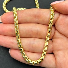14K Yellow Gold 5mm Round Box Chain Hollow 18"-26"