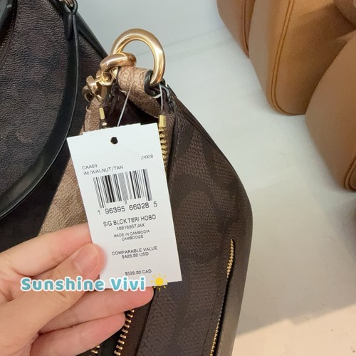 Neu mit Etikett Coach Teri Hobo Bag aus blockiertem charakteristischem Canvas CAA69 walnussfarben/hellbraun - Bild 6 von 11