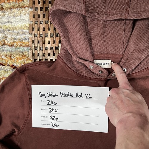 Huckberry Taylor Stitch Pullover Hoodie Hoody Jacket Burgundy Red Men’s XL - Picture 4 of 4