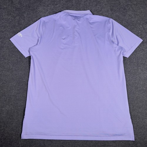 Camisa polo de golf Peter Millar Summer Comfort para hombre L azul púrpura a rayas elástica - Imagen 5 de 8