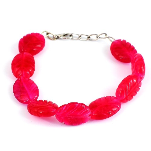 109.00 Cts Single Strand Pink Ruby Carved Beaded Excellent Bracelet RK 41 E707 - Picture 2 of 3
