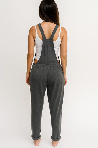 C&C California Jersey Knit Woven Overalls Gray Size Large - Picture 2 of 10
