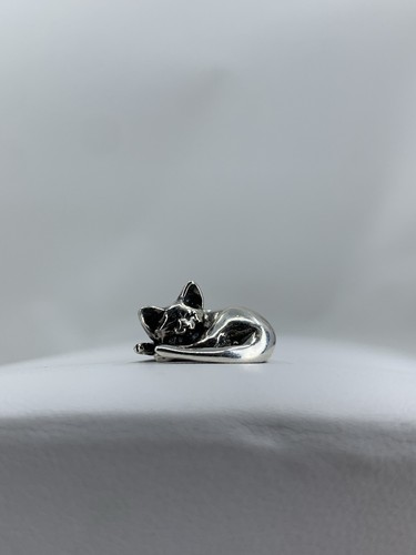 Sterling Silber schlafende Katze Katze Anhänger Haustier Schmuck