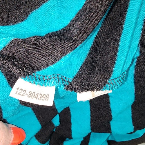 Women's Ann Taylor LOFT Blue Black Striped Asymmetrical Dress Soft Small Stretch - Picture 5 of 5
