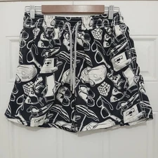 Vilbrequin mens large trunks beach swimming shorts black white cars cube