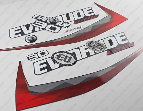 Evinrude 30 hp ETEC 2014-2015 outboard engine decals sticker set Graphite Cowl - Picture 3 of 7