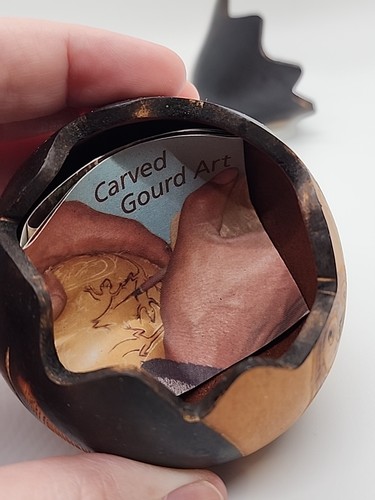 Arte de calabaza peruana tallada a mano por Lucuma Designs contenedor de baratijas de 2,5" x 3,5" - Imagen 6 de 15