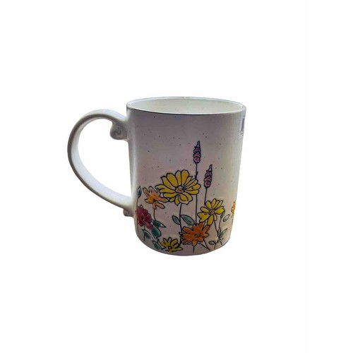 Flower Coffee Mug Embossed Wild Flowers Watercolor Style Kitchen Home New - Picture 1 of 9