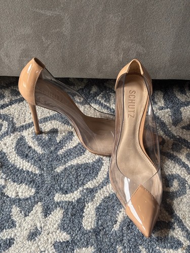 SCHUTZ Cendi Transparent Clear Point Toe Stiletto Pumps Heels Size 7 - Picture 1 of 8