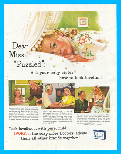 Ivory Soap Doctors advise look lovelier cosmetics beauty bath print ad 1943 - Picture 1 of 3