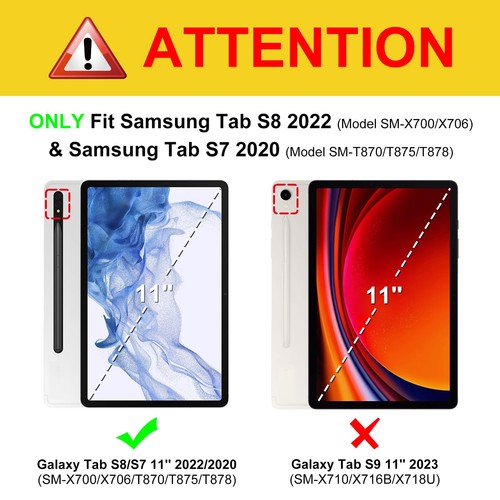 Keyboard Case for Samsung Galaxy Tab S8/Tab S7 11 Inch (Model SM-X700/X706/T8... - Picture 2 of 9