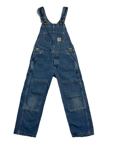 Vintage Carhartt Kids Size 8 Small Denim Overalls Double Knee Made in USA - Picture 11 of 12