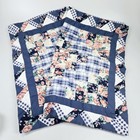 Quilted Patchwork Blue Pink Roses Gingham Pillow Shams Shabby Chic Cottage Zip
