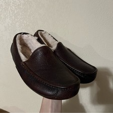 UGG ascot brown leather loafer slippers 10