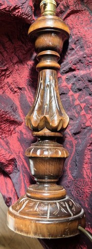 Vintage Antique Wooden Hand Carved Candlestick Table Lamp H43cm Bayonet Fitting - Picture 8 of 21