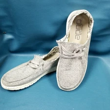 Hey Dude Wendy Linen Iron Gray Slip On Comfort Shoes Women's Size 10