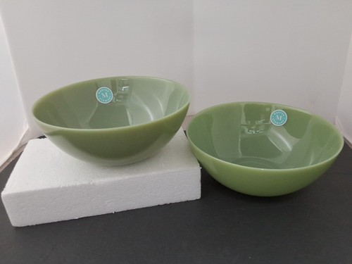 Martha Stewart 10" Grün JADEIT Schüssel Groß Glas Jadeit Servierschale 2er Set